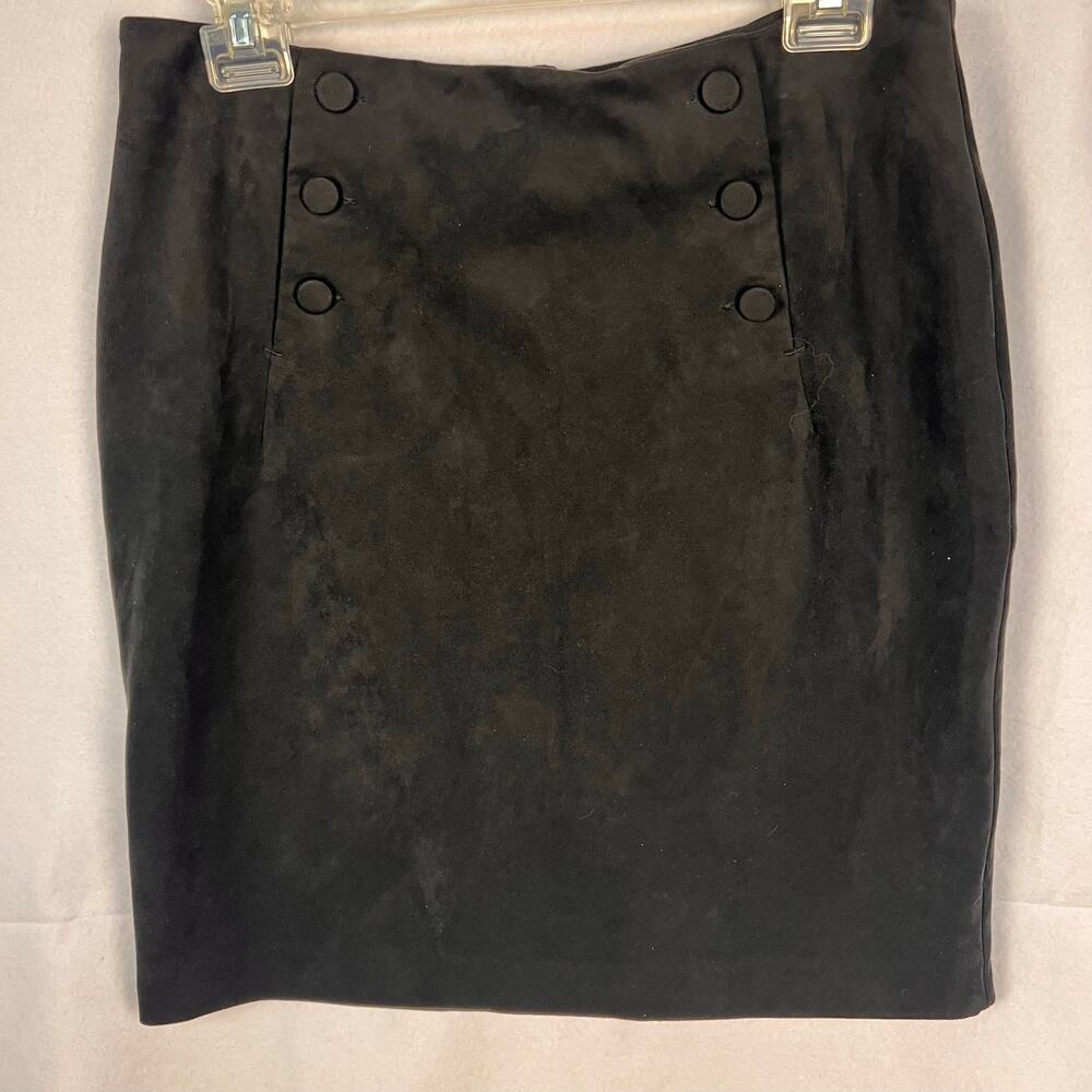 H&M Black Faux Suede Sailor Button Mini Skirt Size 10 EUC